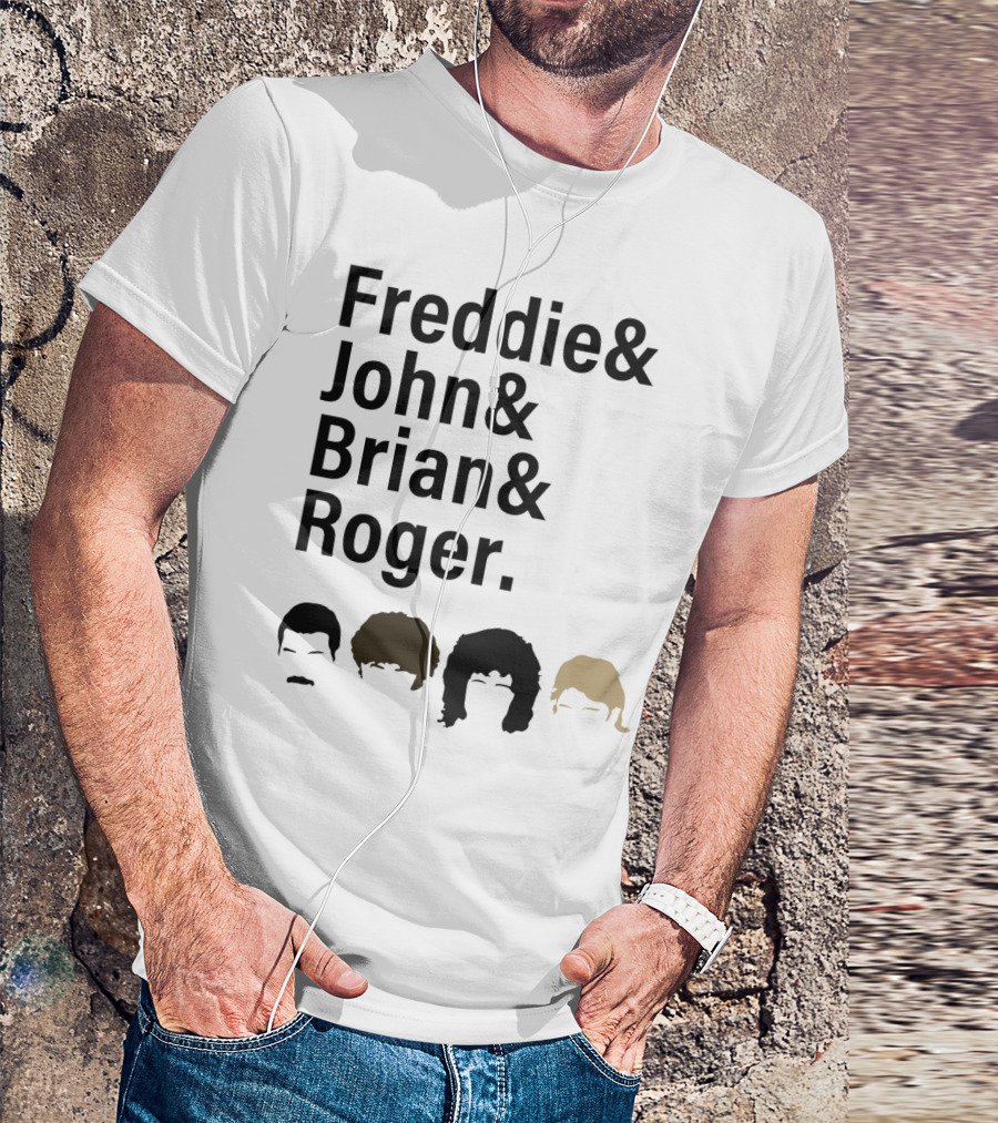 Freddie John Brian Roger Hair Silhouettes Queen Band Members T-Shirt