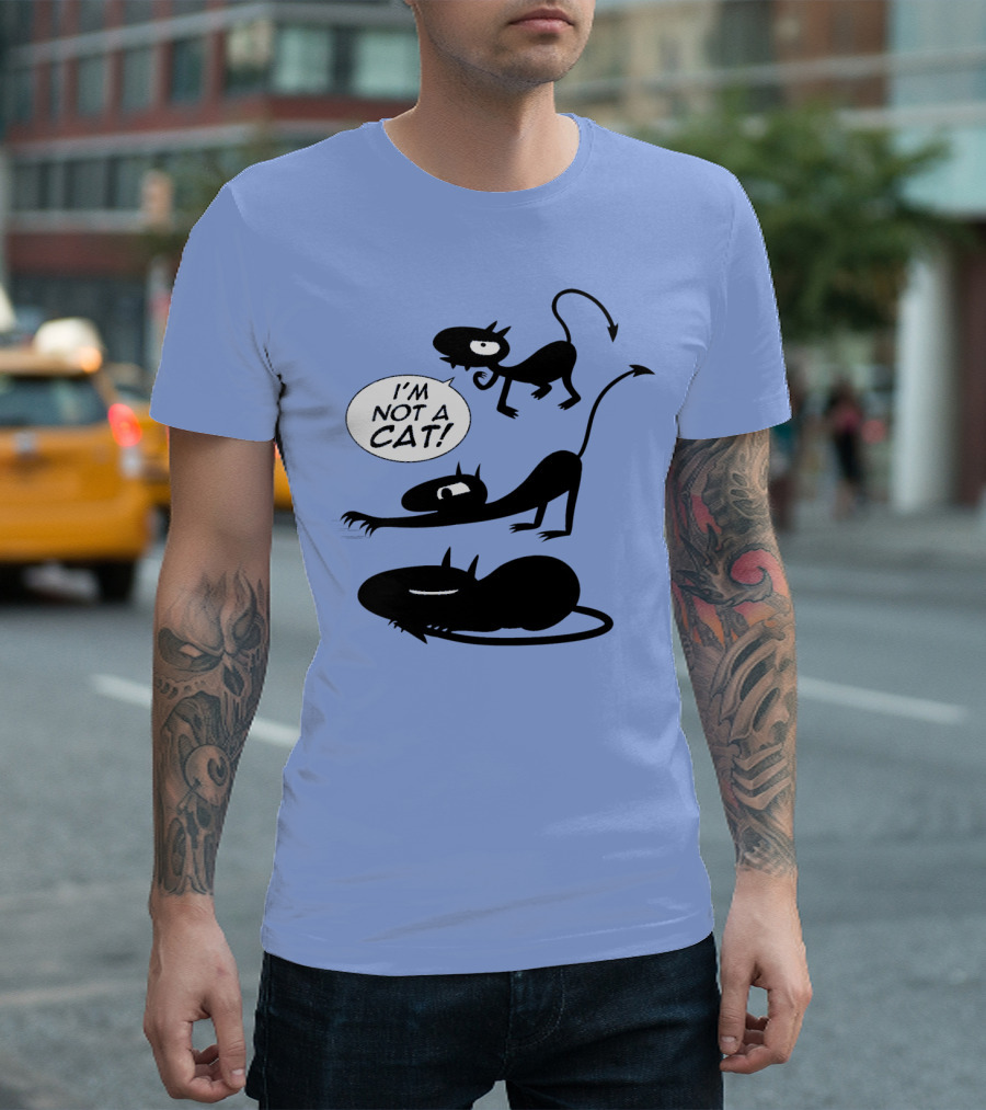 I'm Not a Cat Black Cartoon Creatures with Tails and Horns T-Shirt