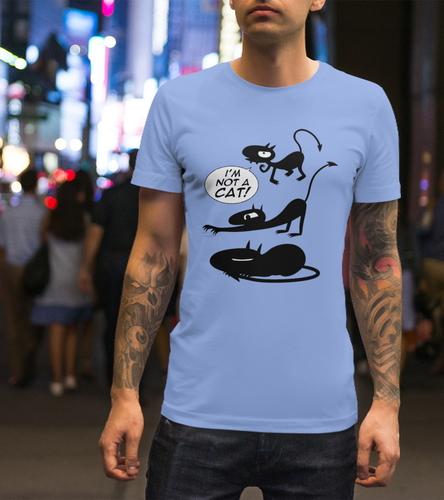 I'm Not A Cat Black Cartoon Creatures With Tails And Horns T-Shirt