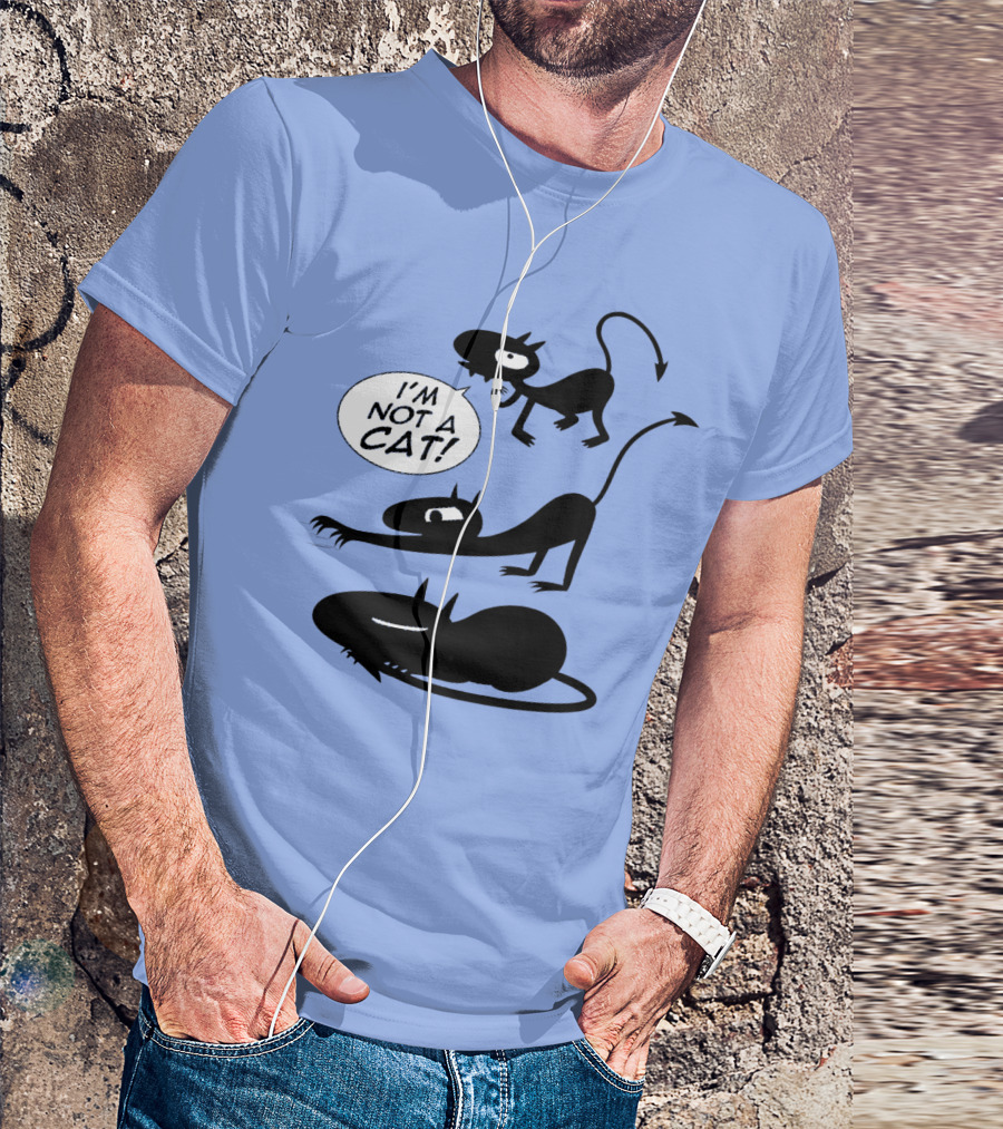 I'm Not A Cat Black Cartoon Creatures With Tails And Horns T-Shirt