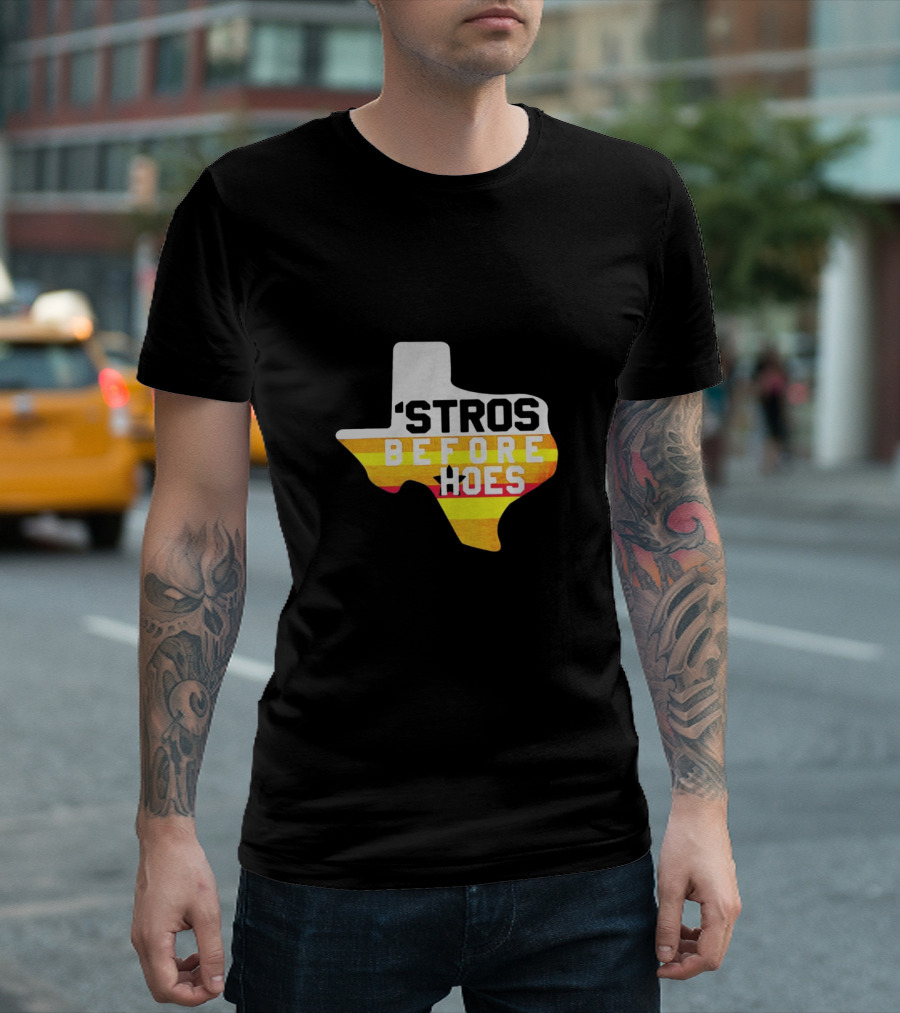 'Stros Before Hoes Texas Shape Retro Houston T-Shirt