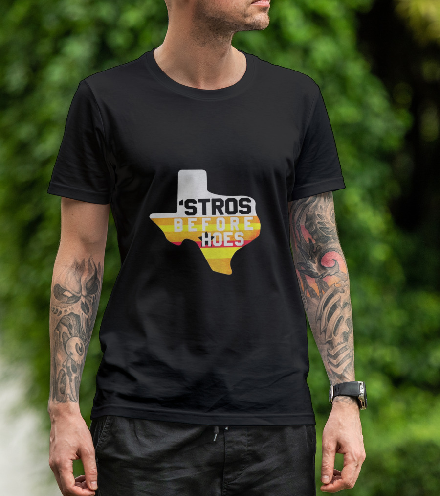 'Stros Before Hoes Texas Shape Retro Houston T-Shirt