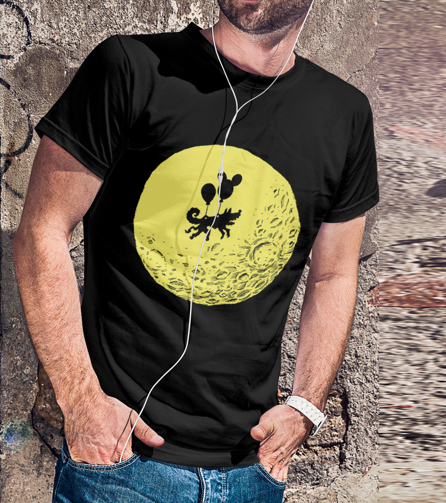 Dog On The Moon With Balloons Floating In Space T-Shirt