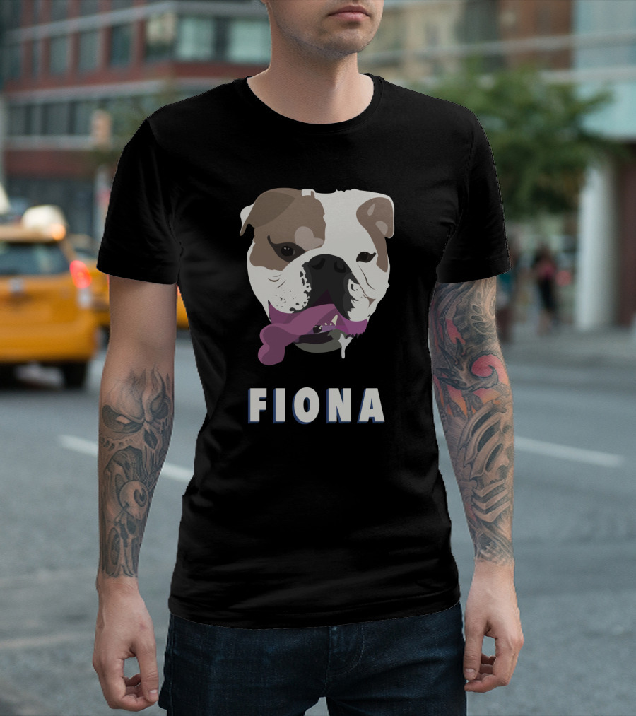 Fiona Funny Bulldog Illustration with Tongue Out T-Shirt