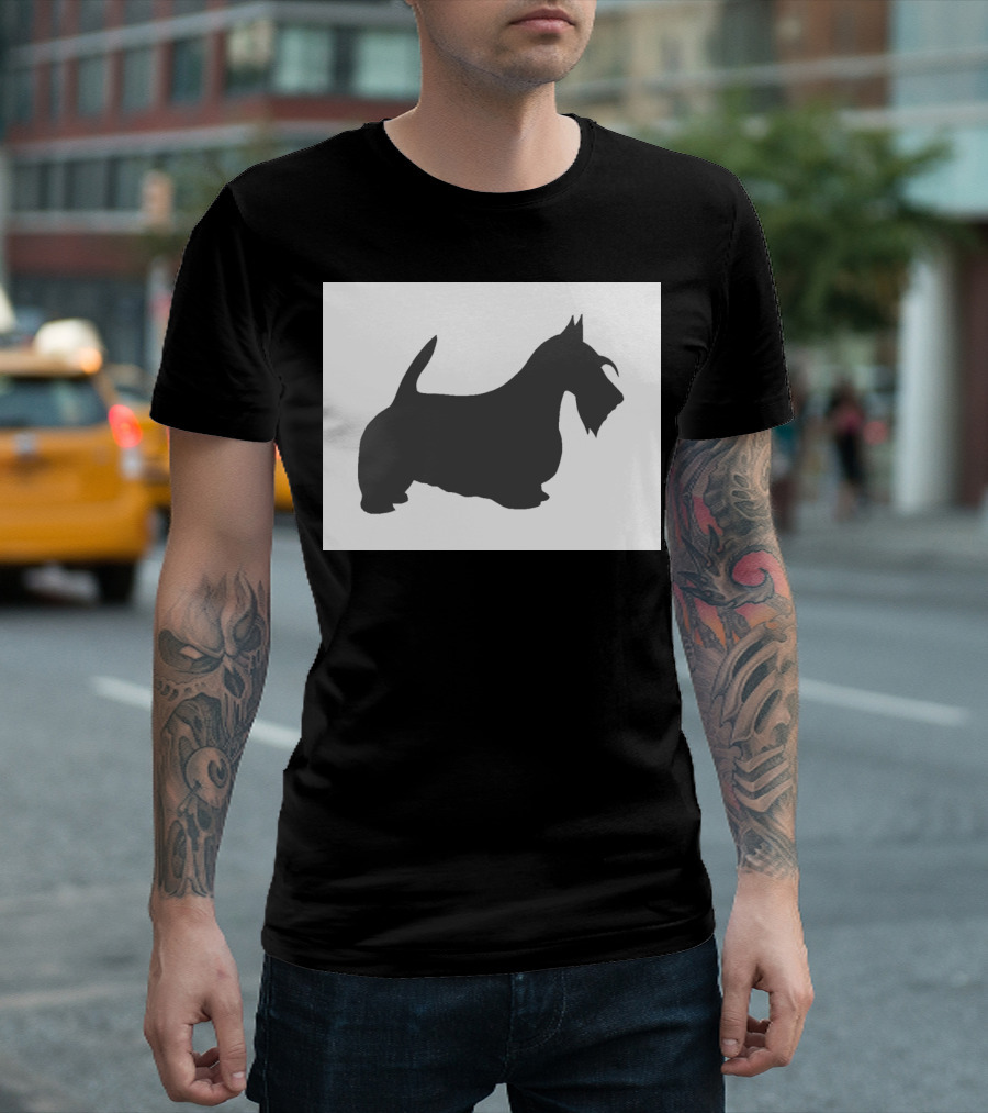 Scottish Terrier Silhouette Dark Grey Image T-Shirt