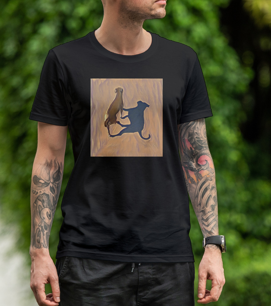 Playful Dog And Shadow Canvas T-Shirt