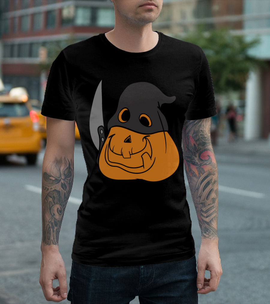 Halloween Pumpkin Horror Monster Zombie Scary Knife T-Shirt