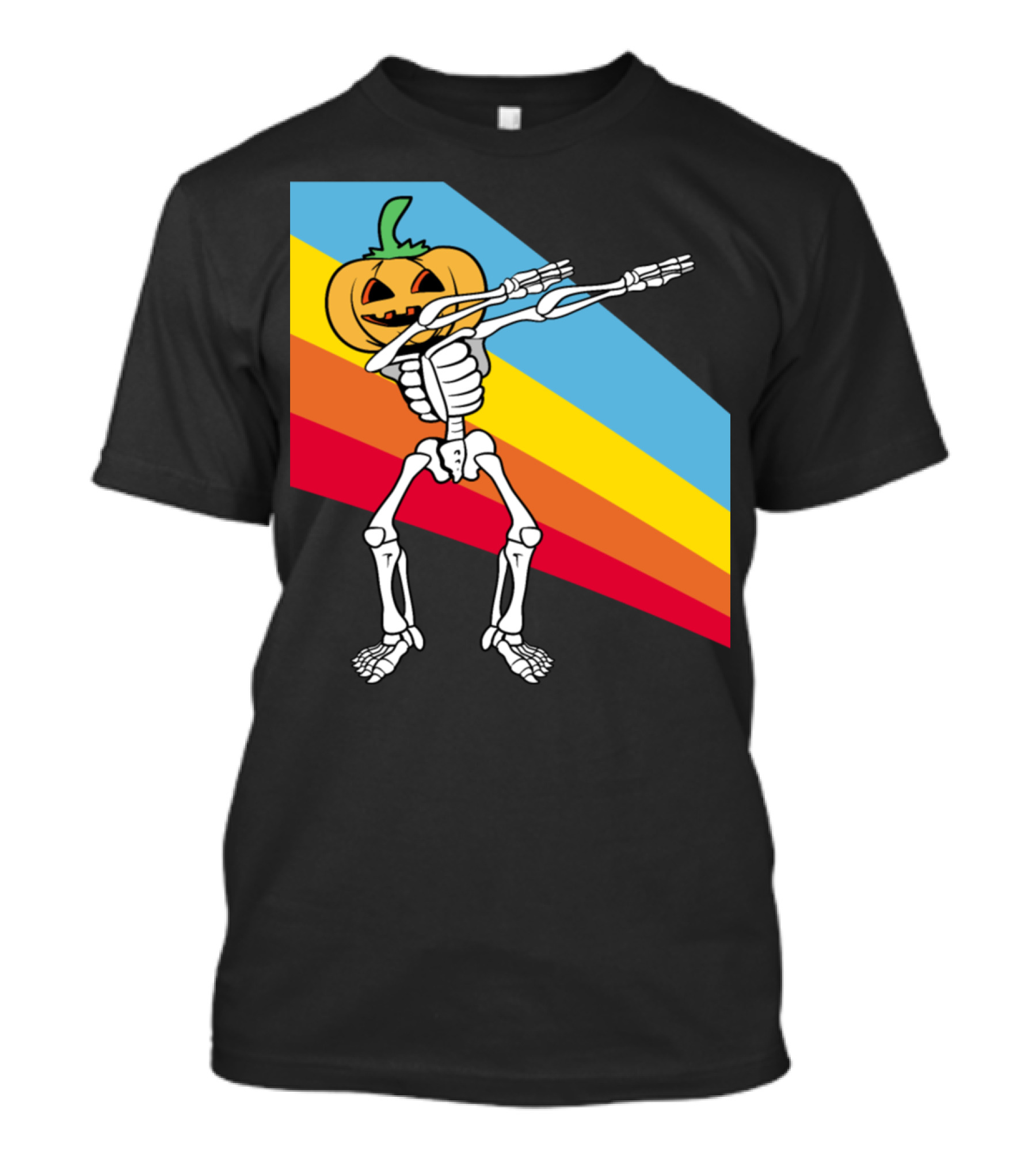 Vintage Dabbing Skeleton With Pumpkin Head Halloween T-Shirt
