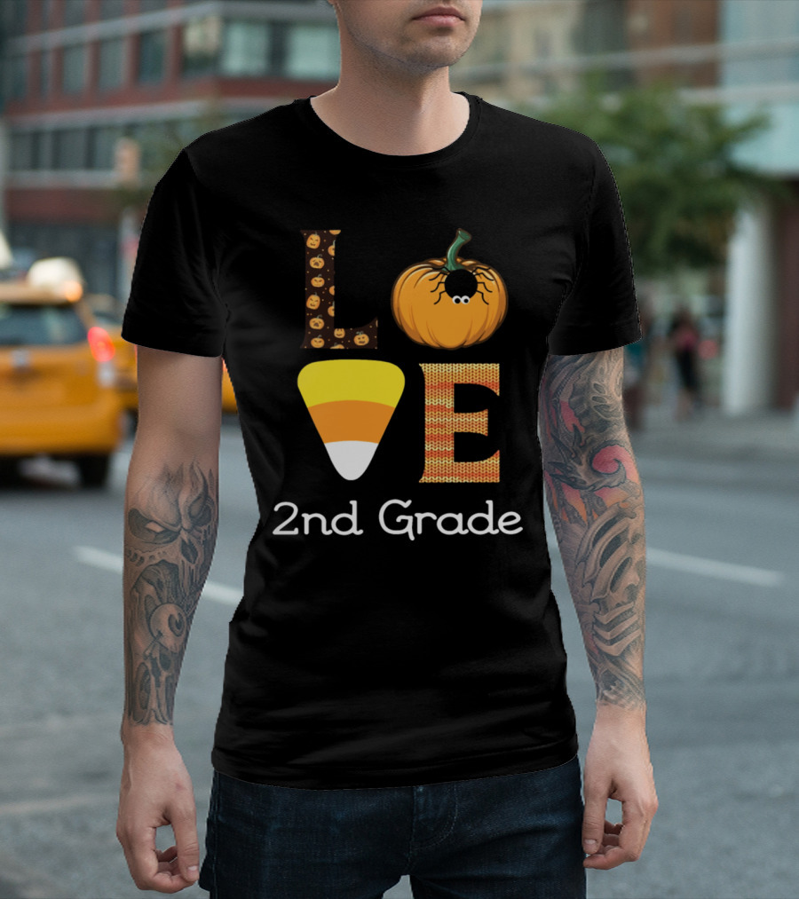 Love 2nd Grade Pumpkin Spider Candy Corn T-Shirt