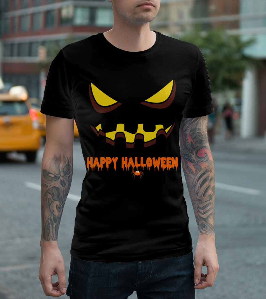 Happy Halloween Monster Zombie Horror Pumpkin Face T-Shirt