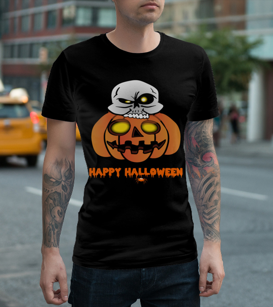 Happy Halloween Skull Pumpkin Monster Zombie Horror T-Shirt