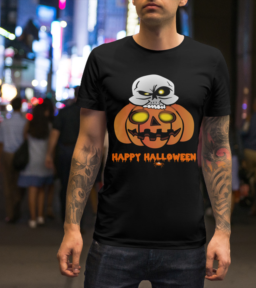 Happy Halloween Skull Pumpkin Monster Zombie Horror T-Shirt