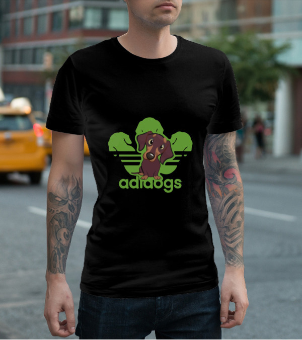 Adidogs Green Logo With Dachshund T-Shirt