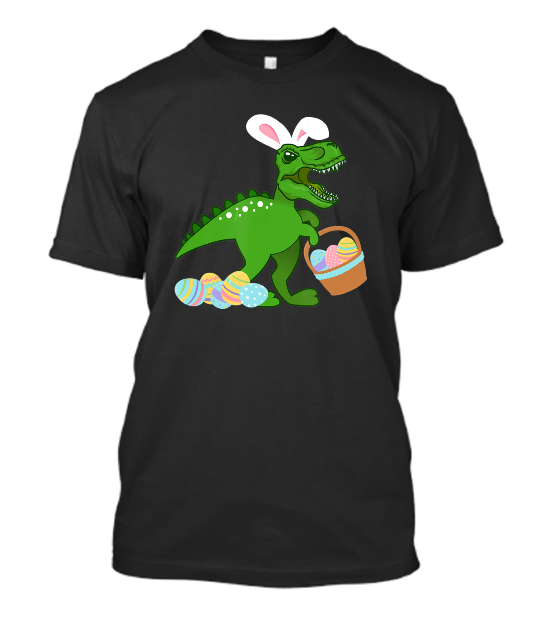 Easter Bunny Dinosaur T-Rex Egg Hunt With Basket And Eggs T-Shirt