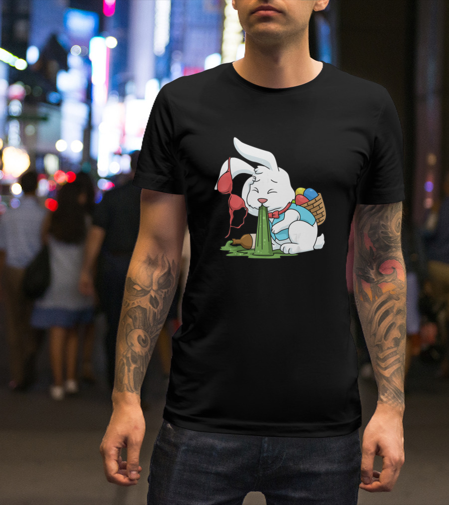 Funny Easter Bunny Egg Hunt Hangover With Bra And Eggs T-Shirt