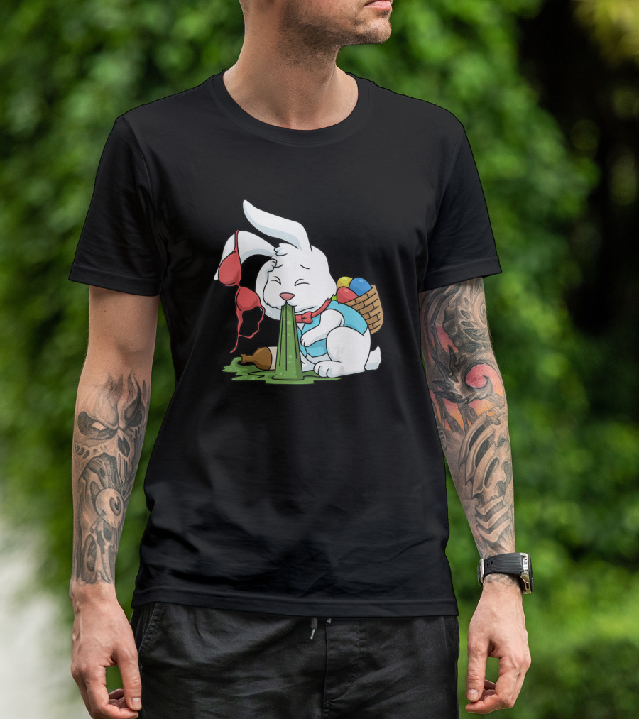 Funny Easter Bunny Egg Hunt Hangover With Bra And Eggs T-Shirt