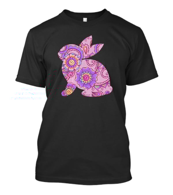 Easter Women Pastel Bunny With Floral T-Shirt