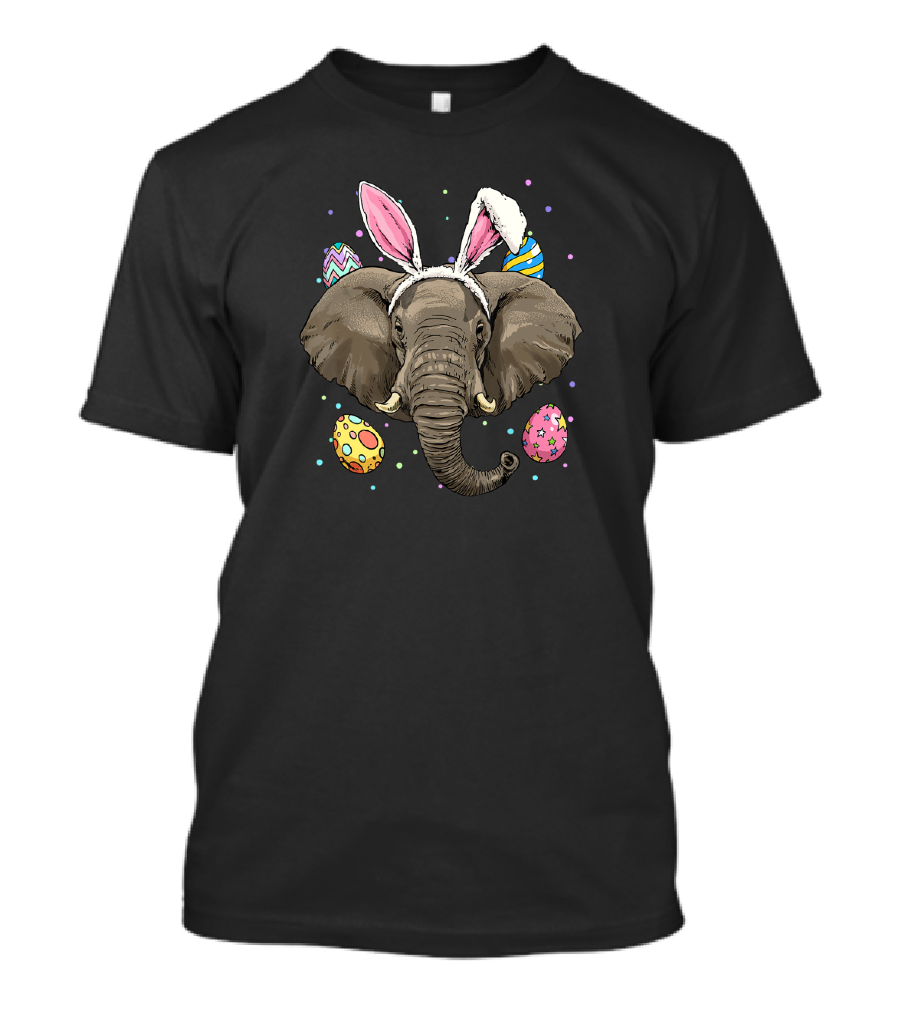Easter Bunny Ears Elephant Surrounded By Colorful Easter Eggs T-Shirt
