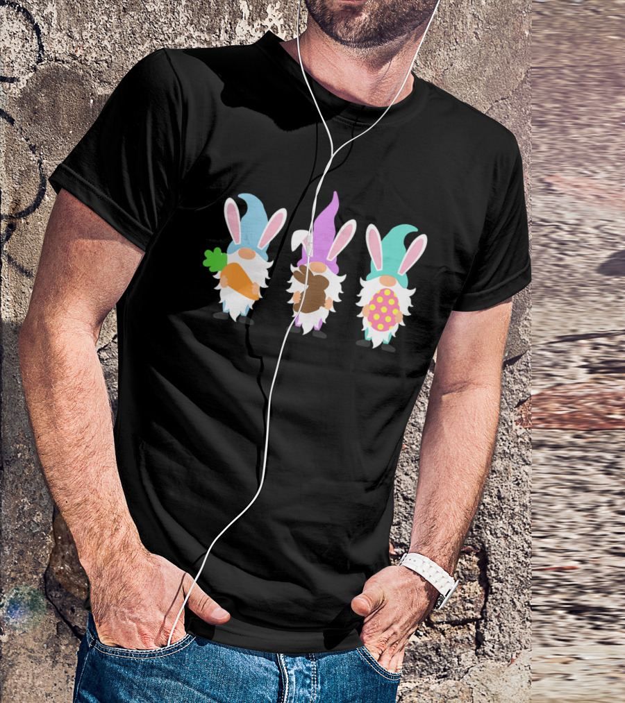 Easter Gnomes Bunny Ears Carrot Chocolate Egg Hunting T-Shirt