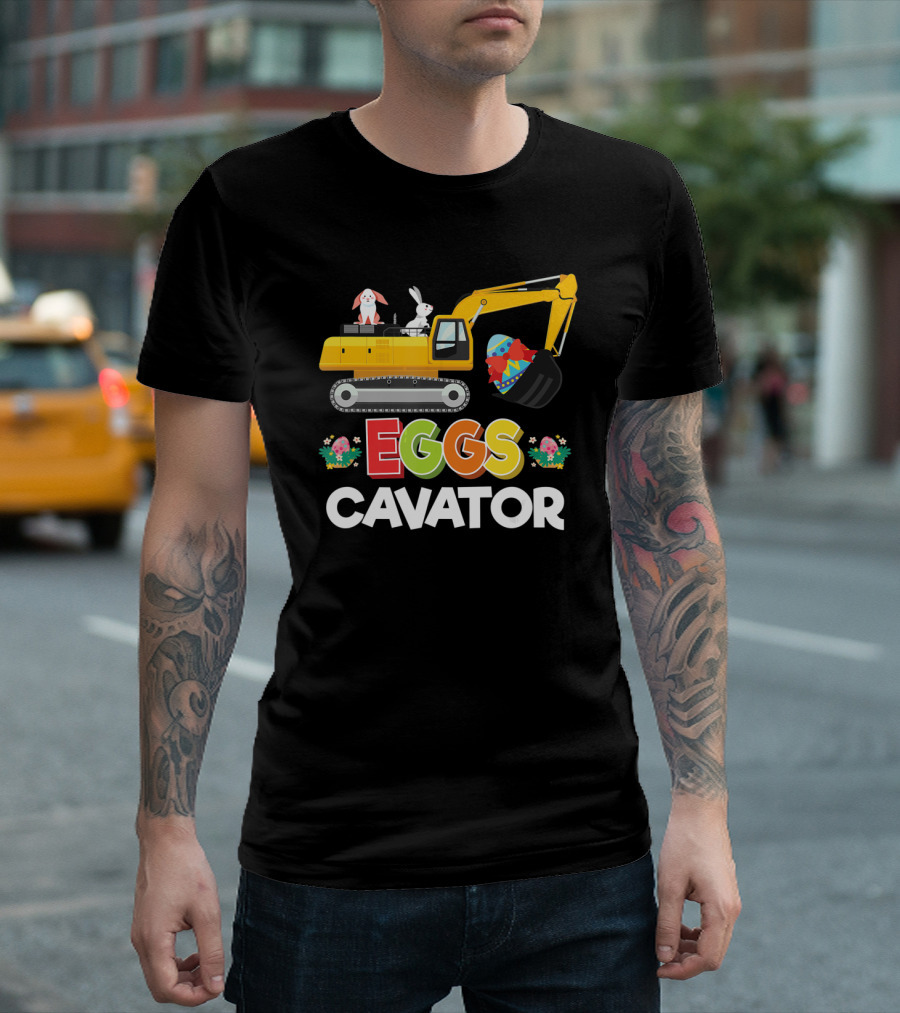 Easter Egg Hunt Toddlers Funny Eggs Cavator with Bunnies and Excavator T-Shirt