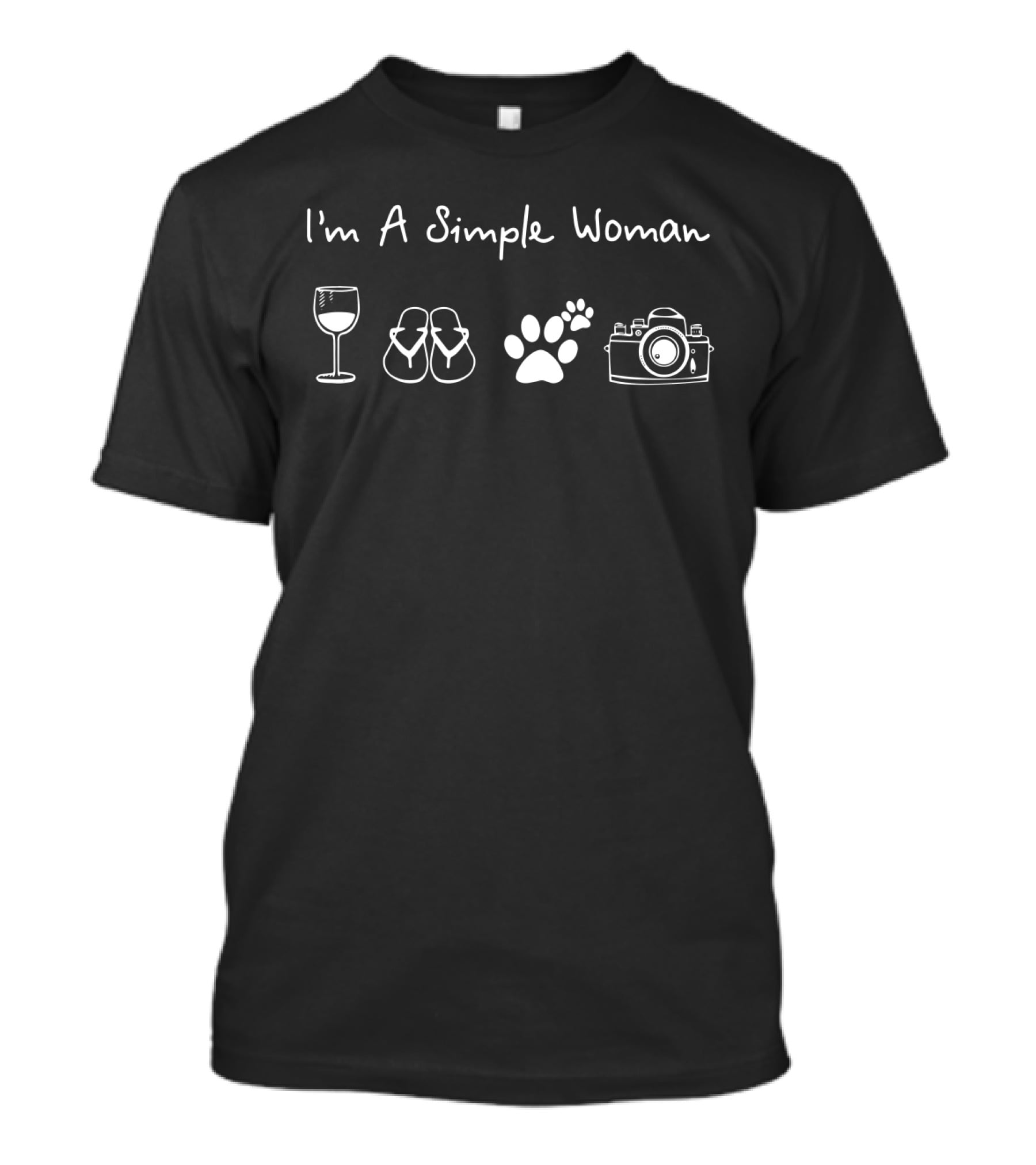I'm A Simple Woman Wine Flip Flops Dog Camera T-Shirt