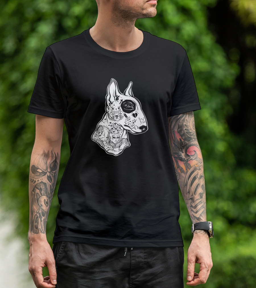 Inked Bull Terrier Lucky Old School Tattoo T-Shirt