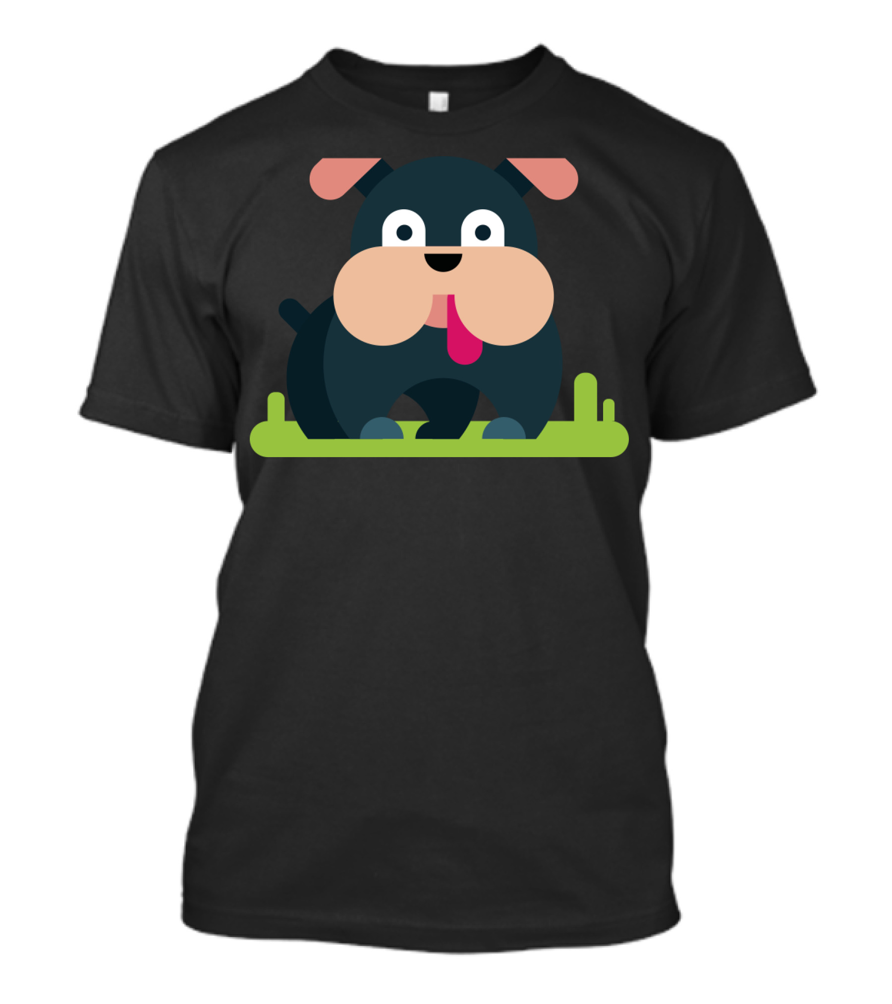 Playful Cartoon Pug Sitting On Grass With Funny Expression T-Shirt