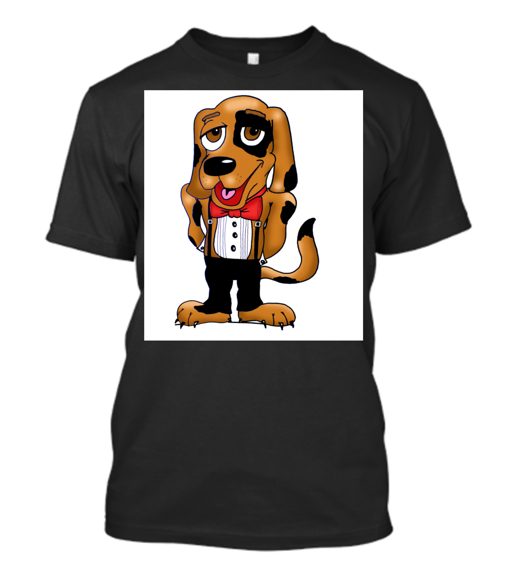 Basset Hound With Red Bow Tie And Tuxedo T-Shirt