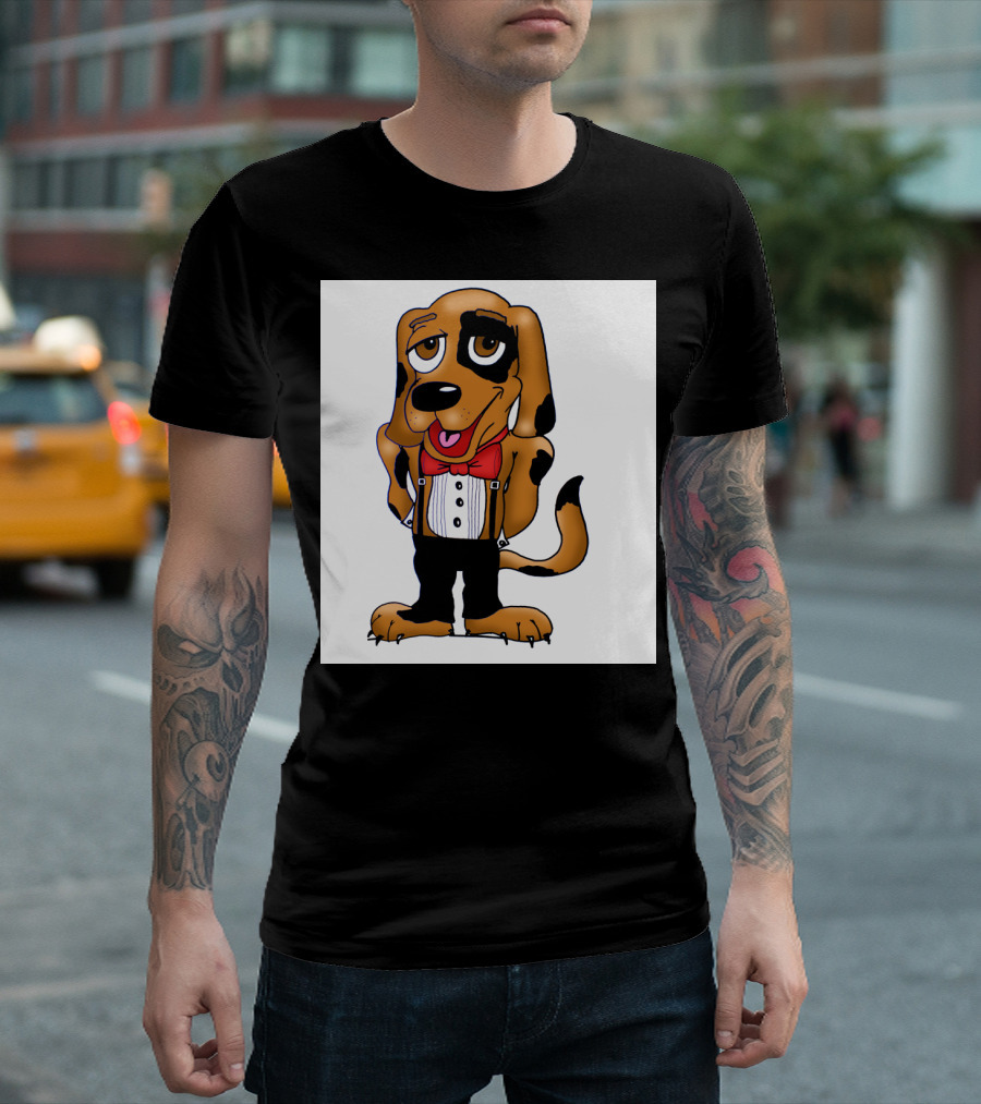 Basset Hound With Red Bow Tie And Tuxedo T-Shirt