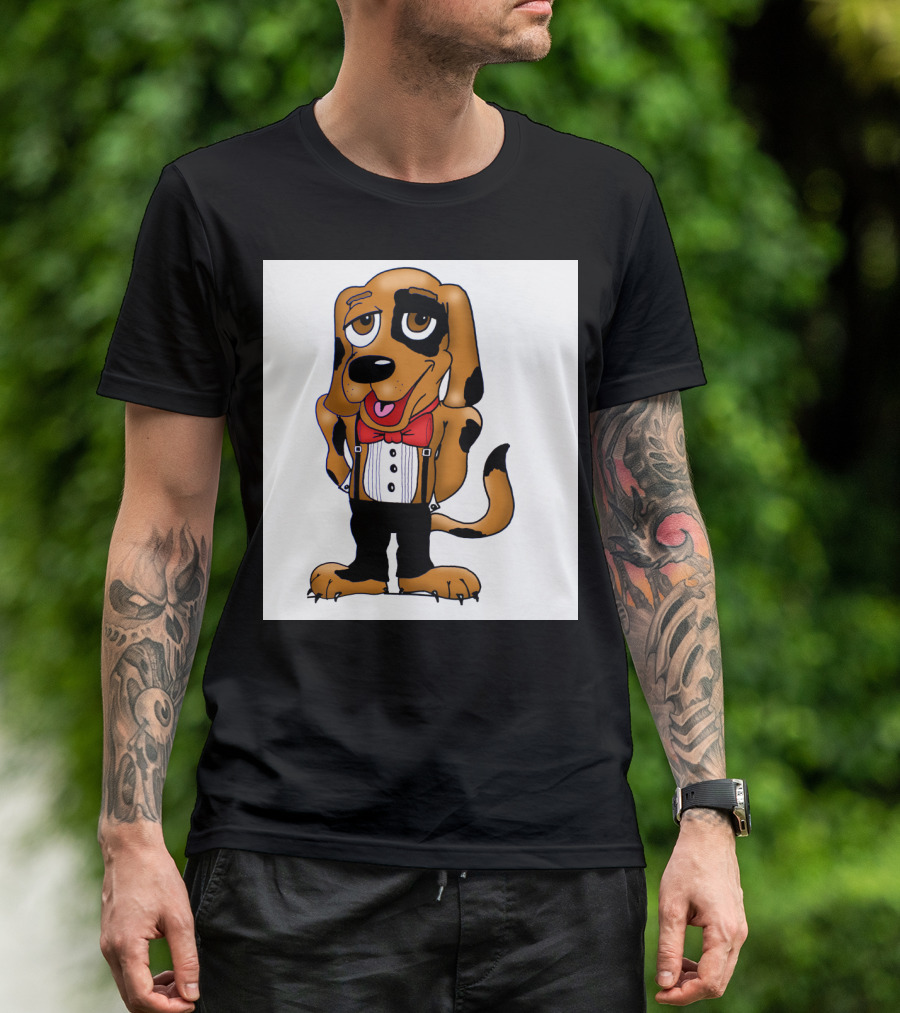 Basset Hound With Red Bow Tie And Tuxedo T-Shirt