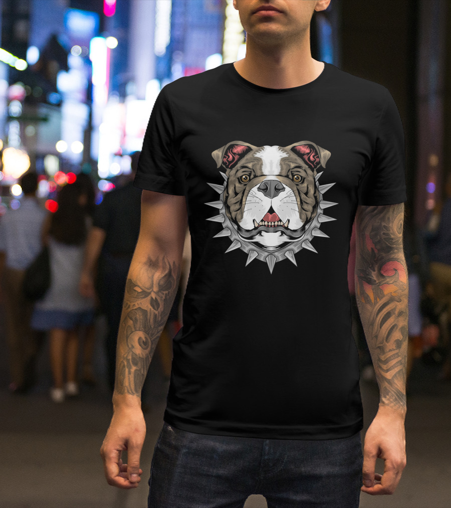 Fierce Bulldog With Spiked Collar Pit Bull T-Shirt