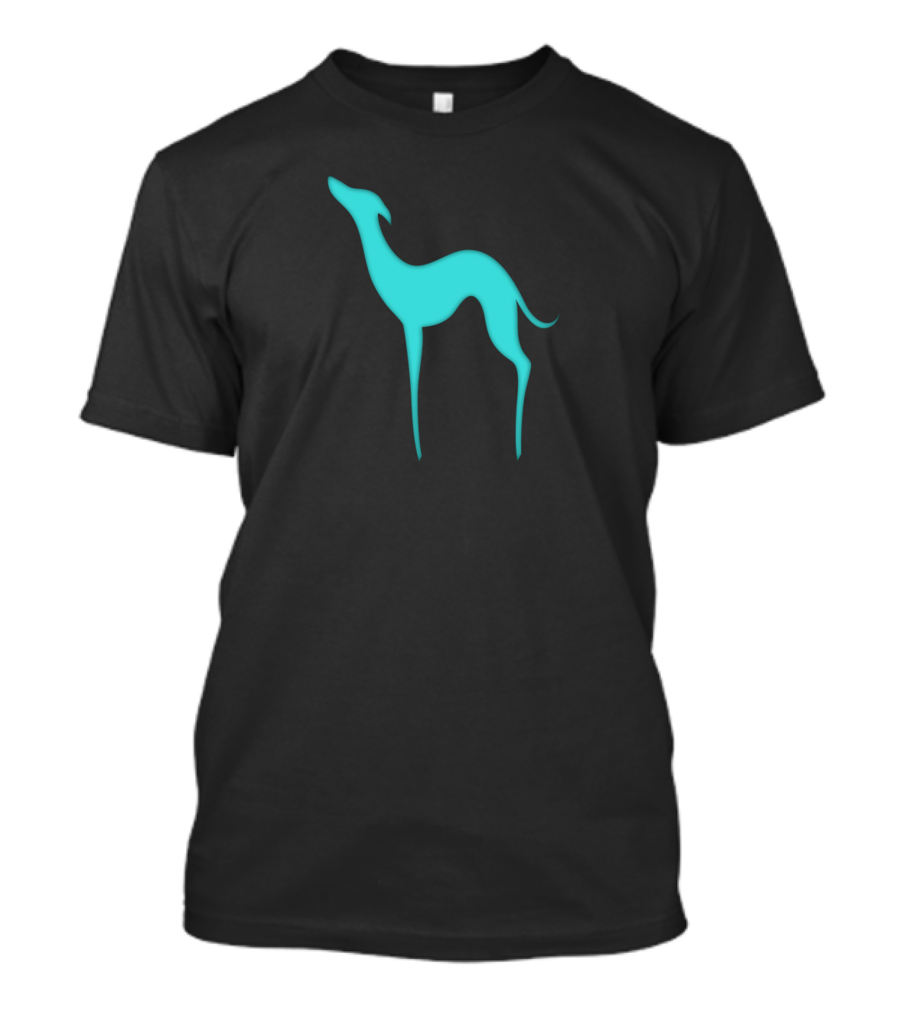 Greyhound Dog Silhouette In Neon Teal T-Shirt
