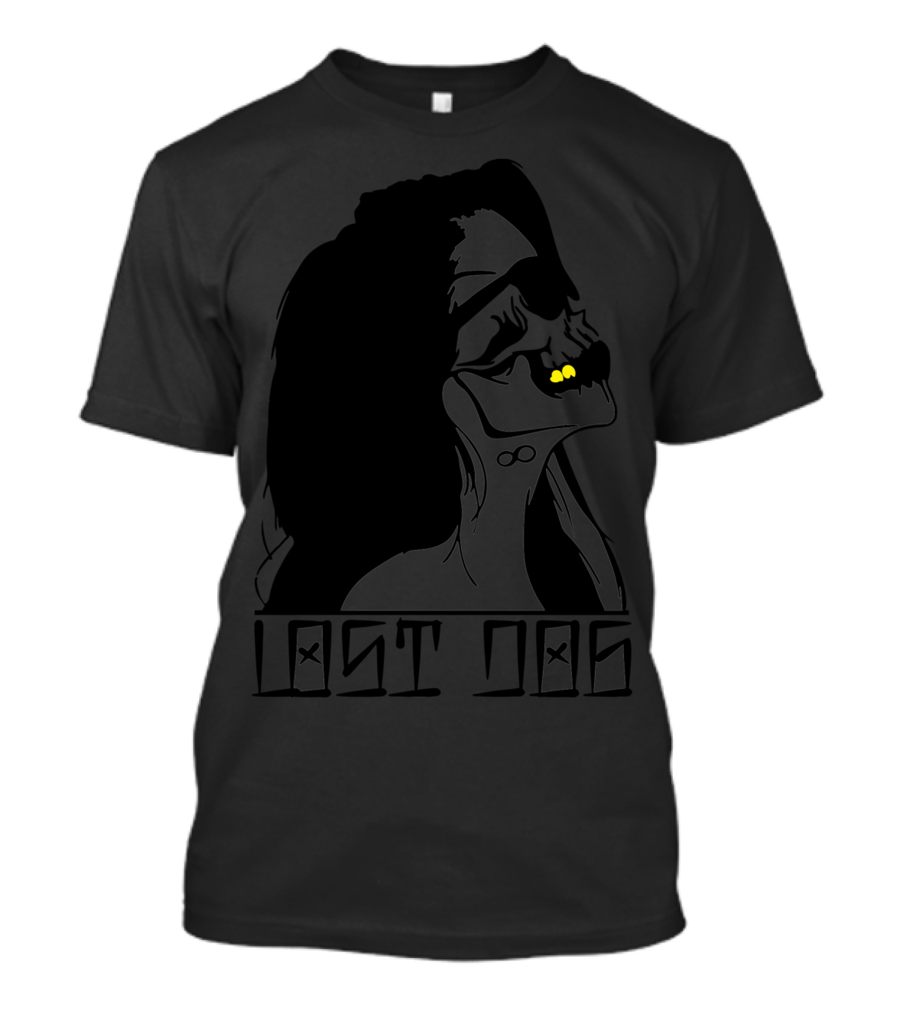 Lost Dog Dark Silhouette With Glowing Yellow Eyes T-Shirt