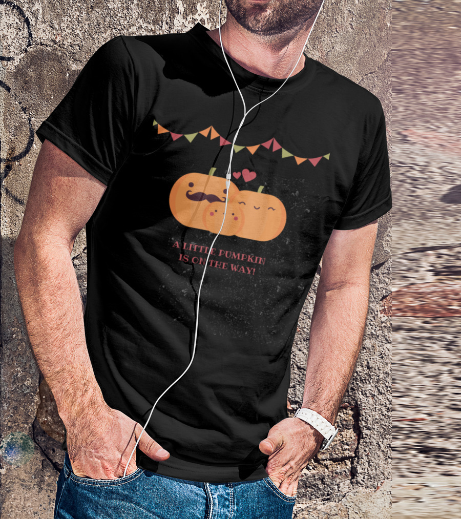 Pumpkin Family With Little Pumpkin Is On The Way Announcement T-Shirt