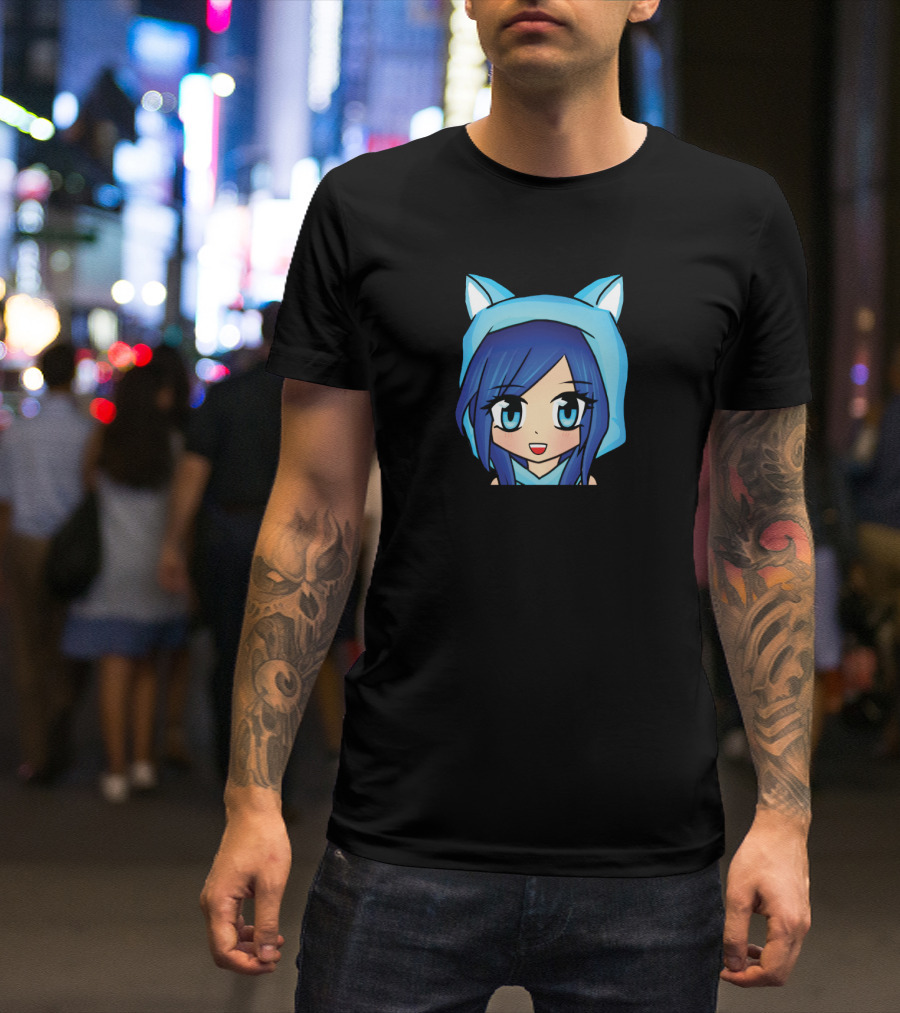 ItsFunneh Blue Anime Character With Cat Ears T-Shirt