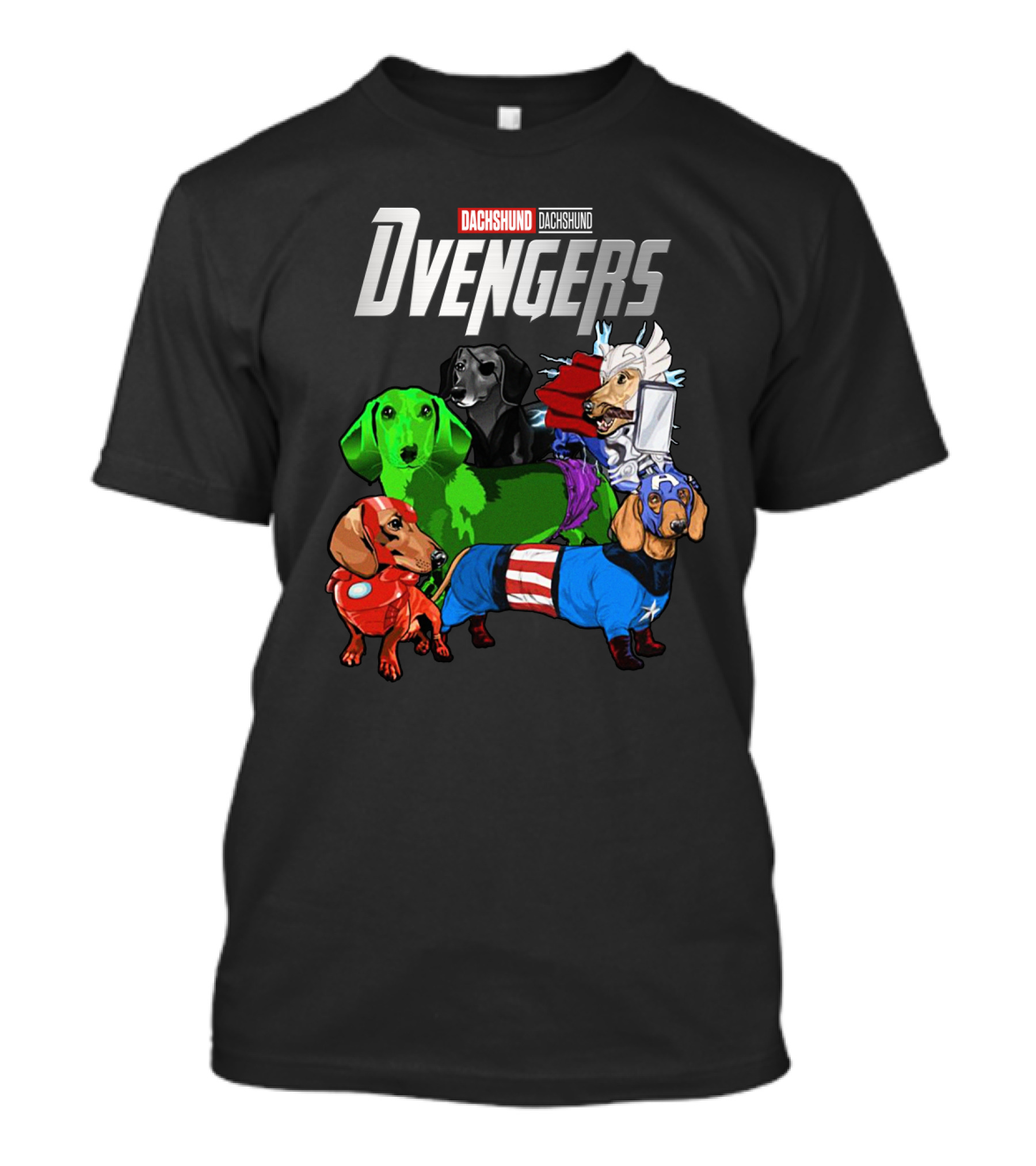 Dvengers Dachshund Dogs As Superhero Avengers Characters T-Shirt
