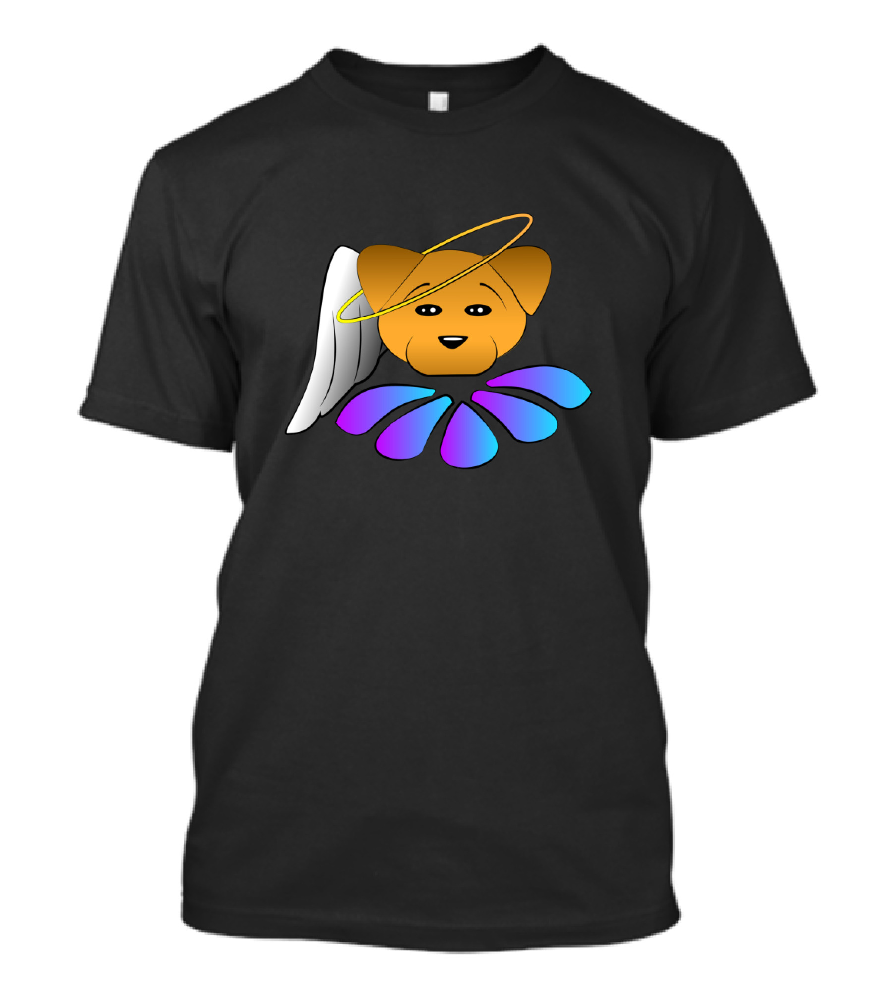 Angel Dog Halo Wings Pet Graphic With Colorful Flower Petals T-Shirt