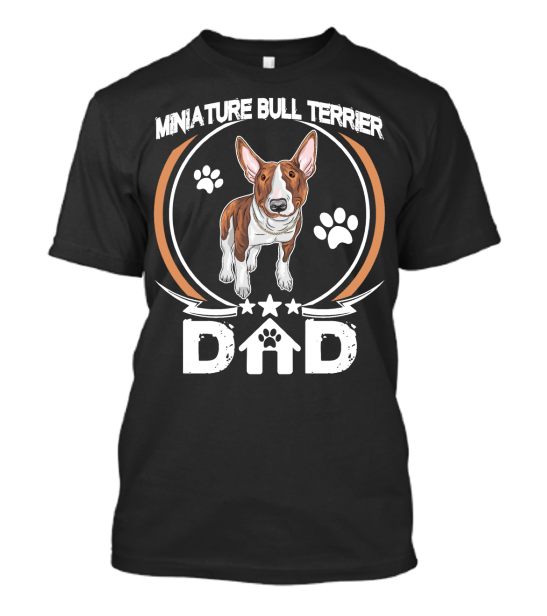 Miniature Bull Terrier Dad With Paw Prints And Stars T-Shirt