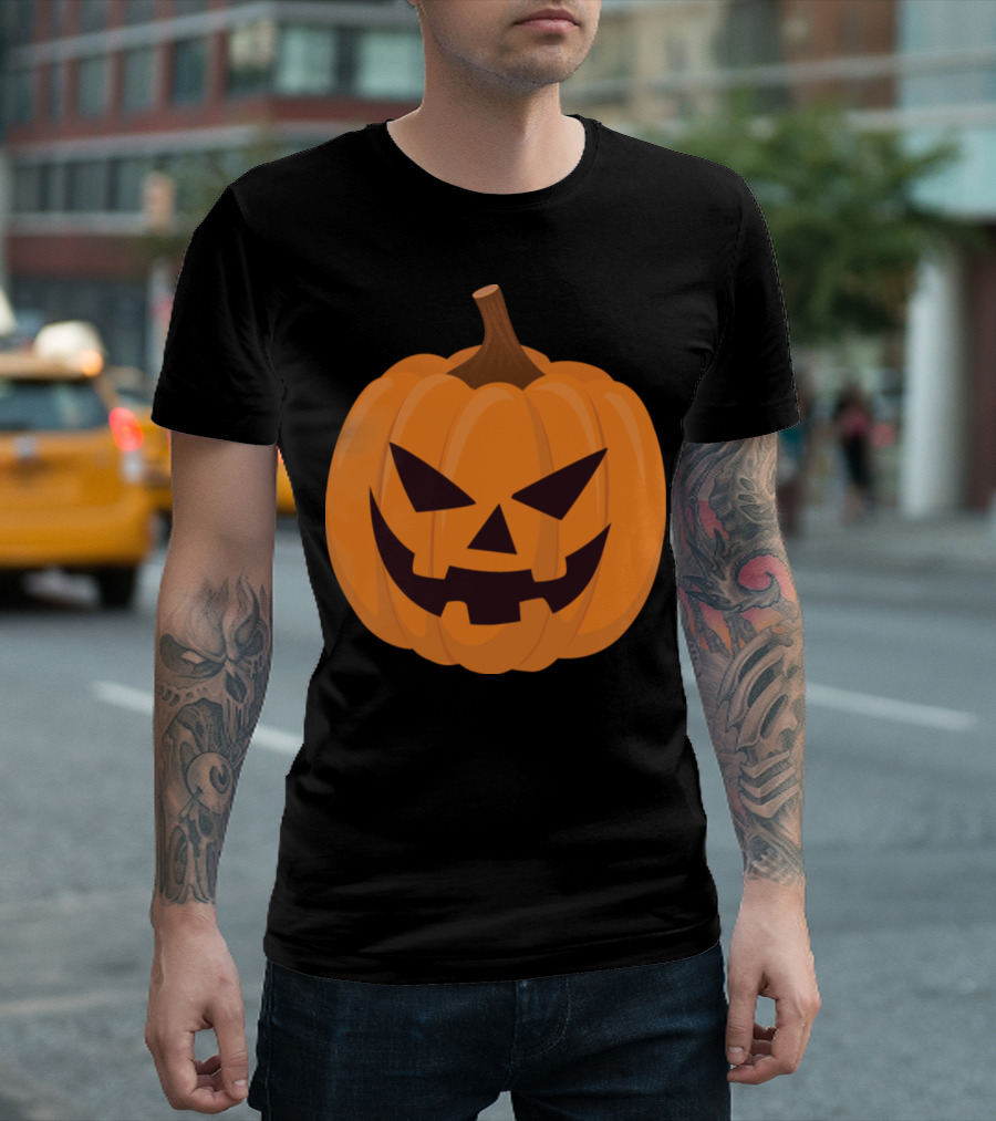 Haunted Pumpkin Jack-O'-Lantern Halloween Face T-Shirt