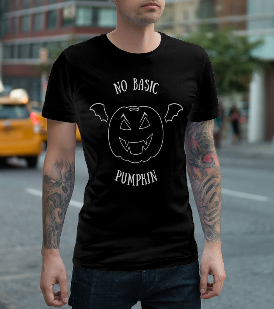 No Basic Pumpkin Halloween Bat Wings T-Shirt