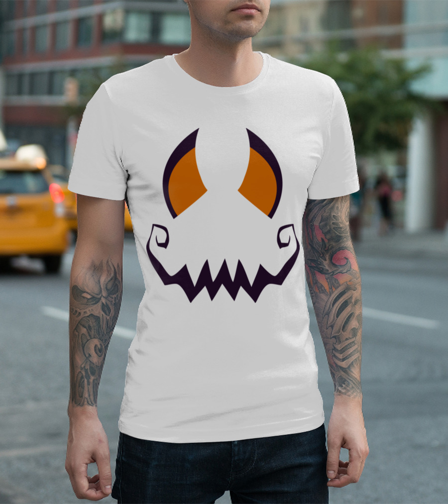 Powerful Pumpkin Smiling Orange and Purple Face T-Shirt