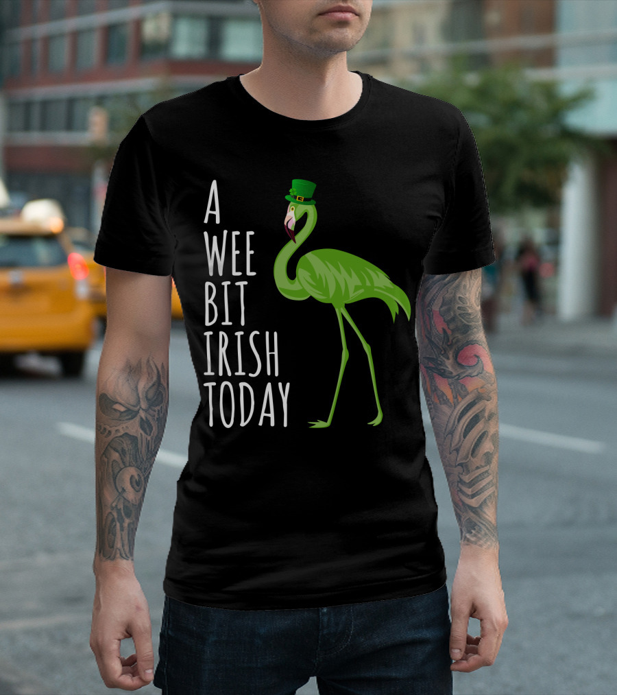 A Wee Bit Irish Today Flamingo With Green Hat T-Shirt
