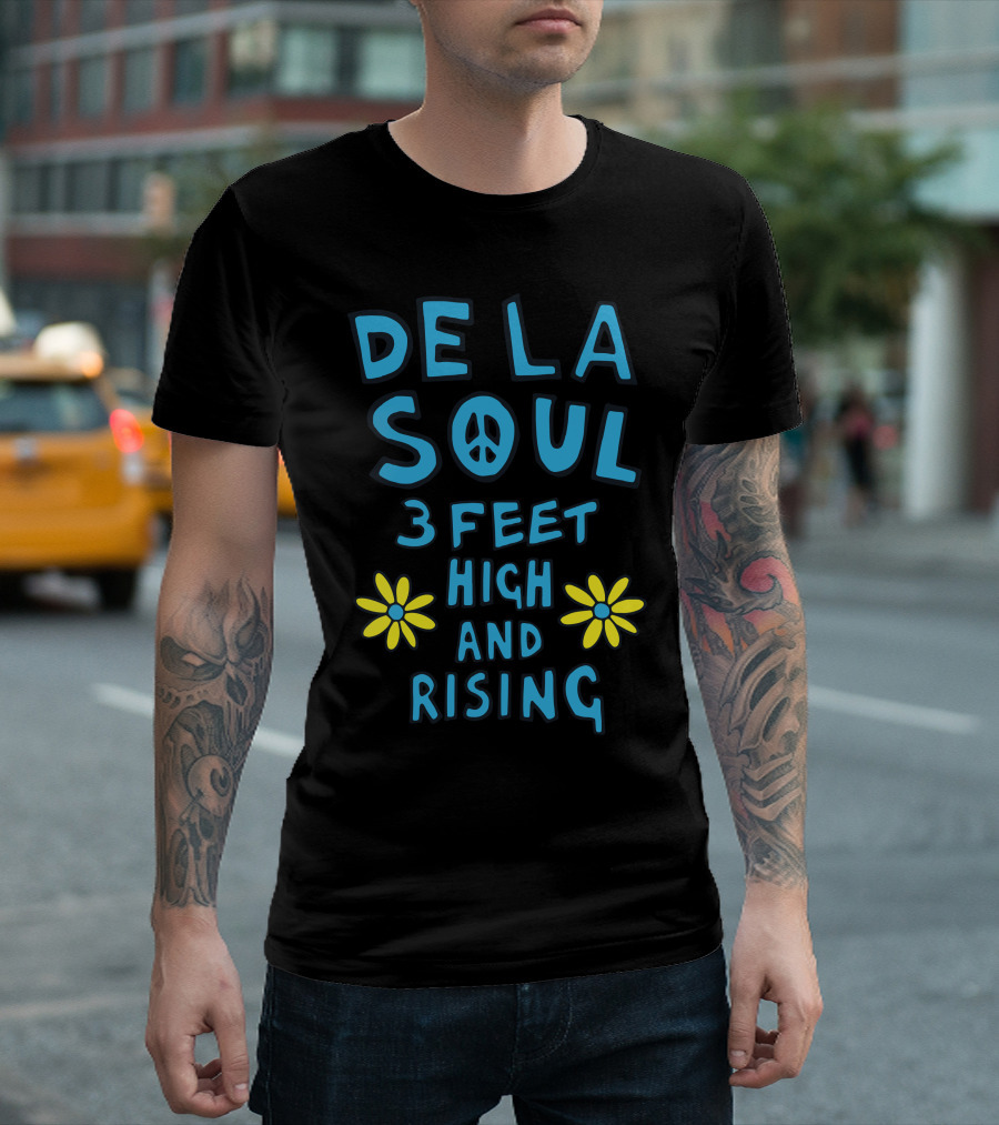DE LA SOUL 3 Feet High And Rising With Peace Sign And Yellow Flowers T-Shirt