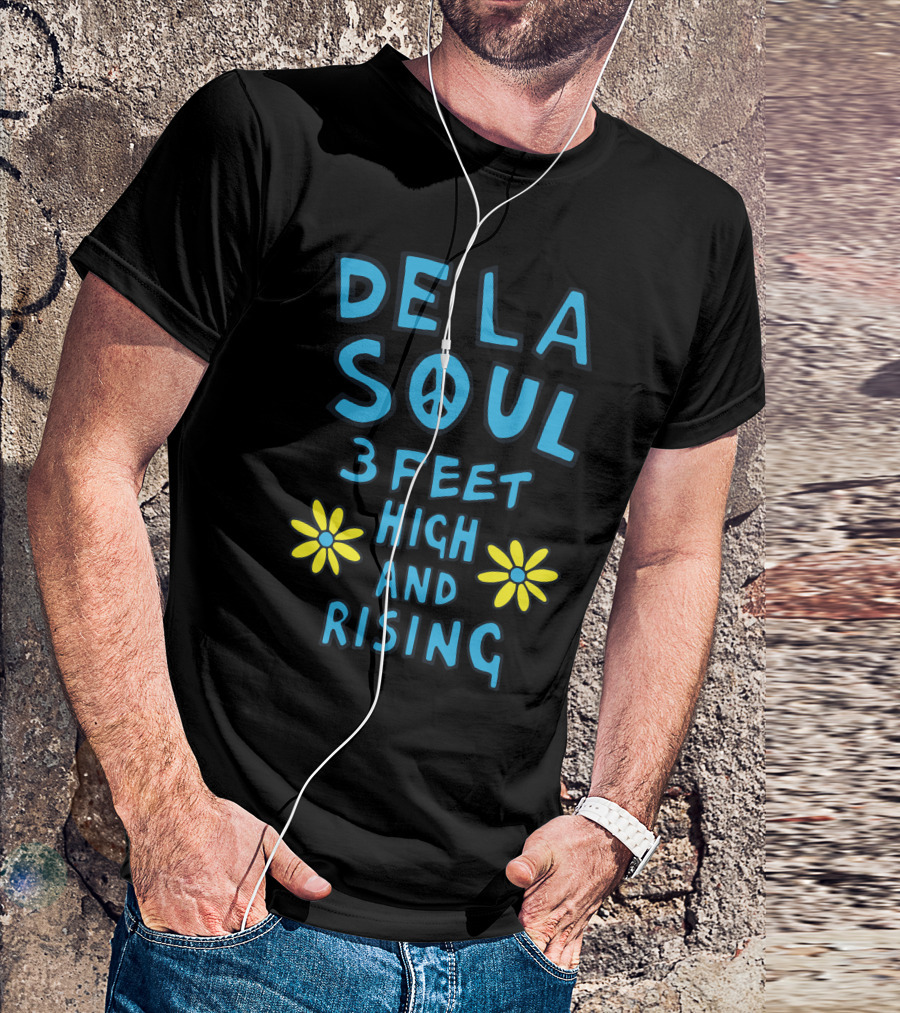 DE LA SOUL 3 Feet High And Rising With Peace Sign And Yellow Flowers T-Shirt
