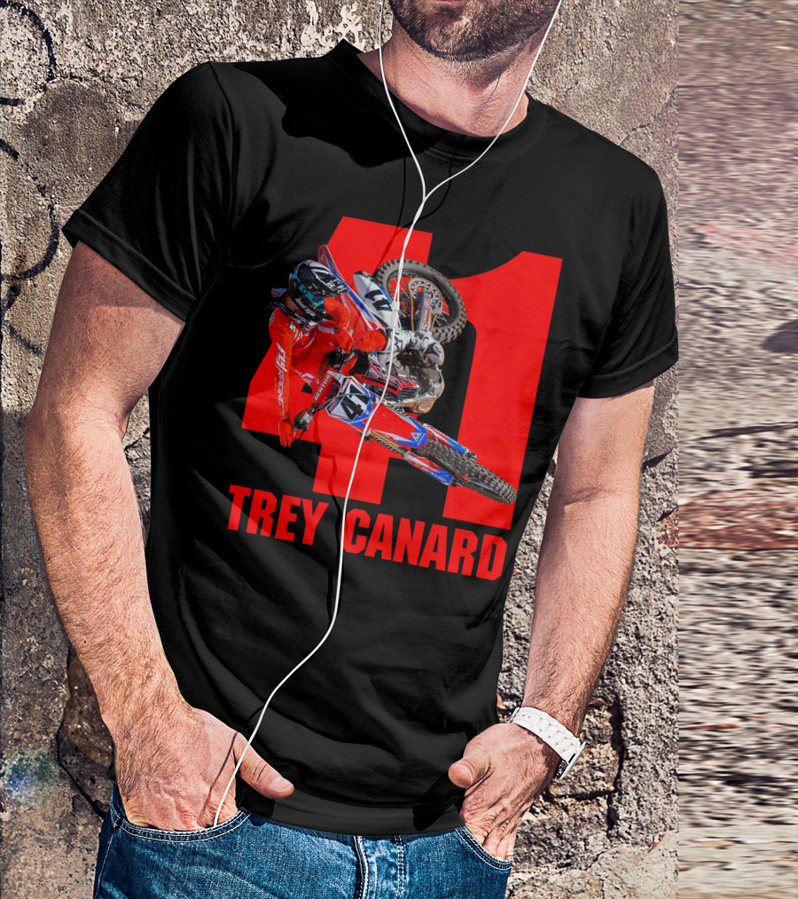 Trey Canard 41 Red Motocross Racer Action T-Shirt