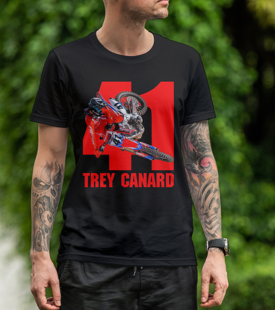 Trey Canard 41 Red Motocross Racer Action T-Shirt