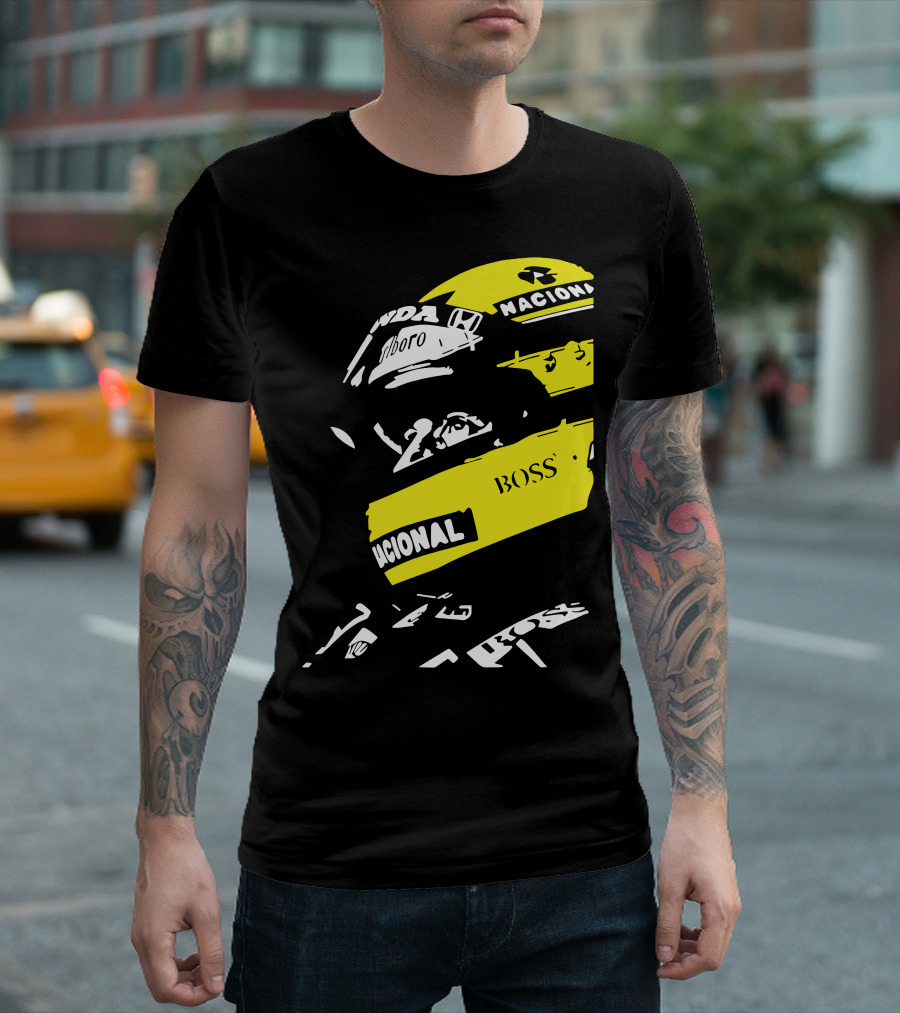 AYRTON SENNA F1 Helmet Nacional Boss Honda T-Shirt