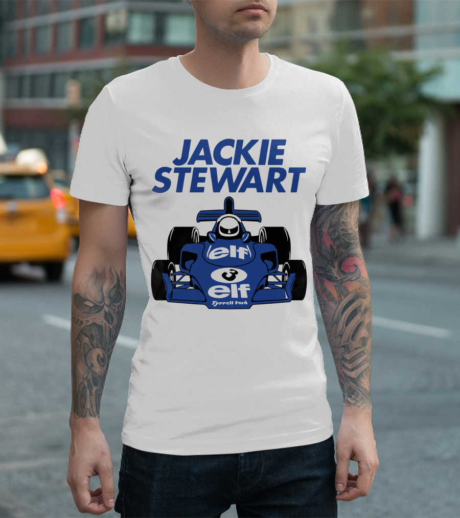 Jackie Stewart Tyrrell Ford Elf Racing Car T-Shirt