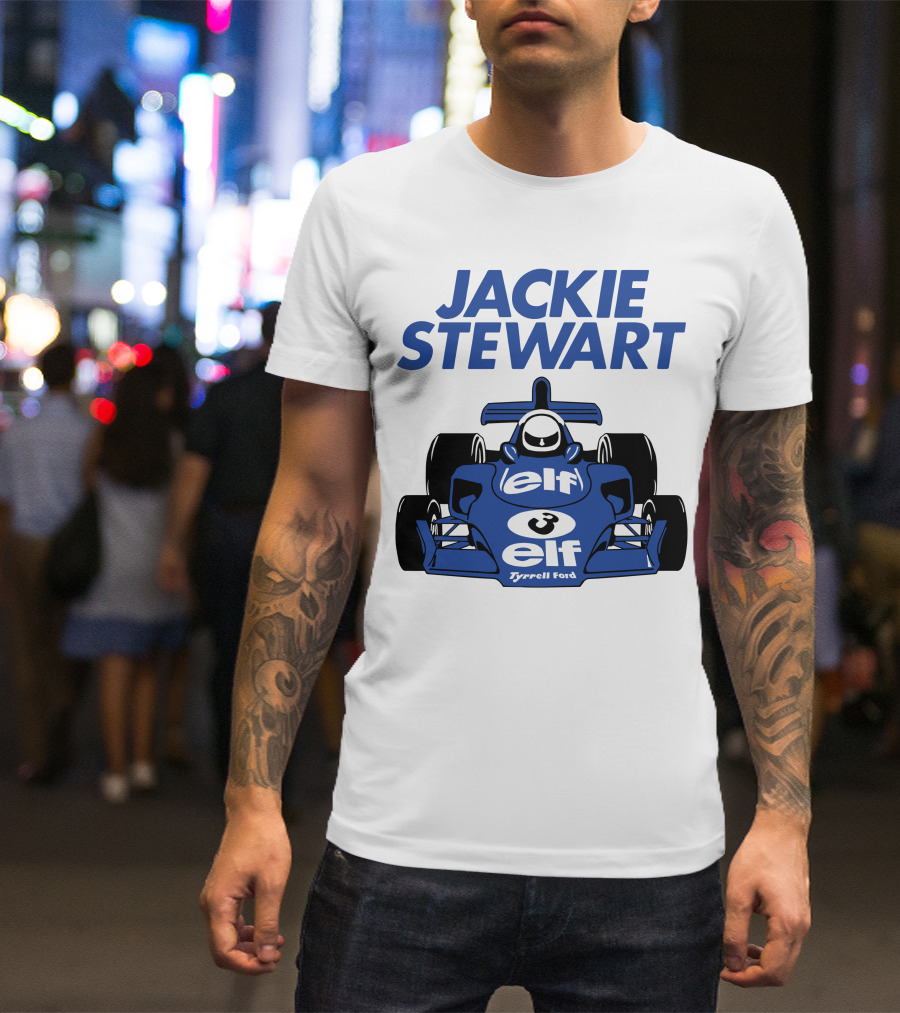 Jackie Stewart Tyrrell Ford Elf Racing Car T-Shirt