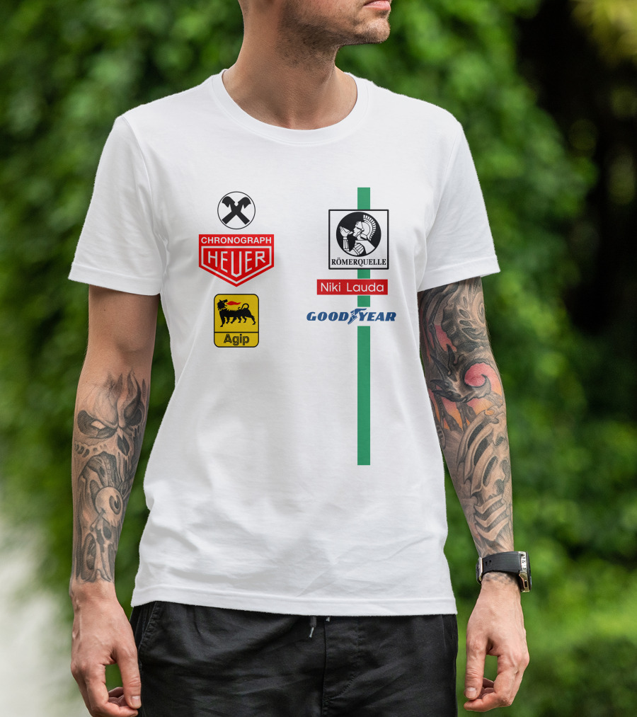 Heuer Chronograph Agip Römerquelle Niki Lauda Goodyear T-Shirt